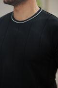 Erkek Bisiklet Yaka çizgi Desenli Ribanalı Kısa Kollu Tshirt resmi